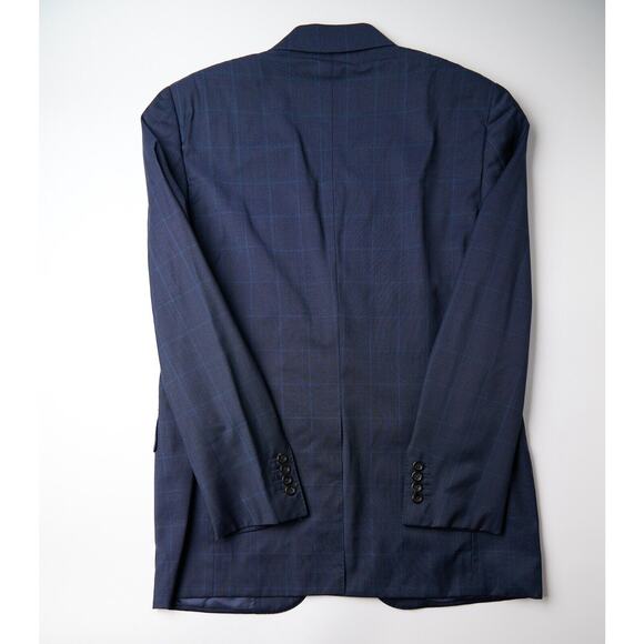 Canali Men’s Sport Coat 40R Navy Check Wool Cupro 2-Button Blazer Hole on Sleeve - Picture 10 of 11